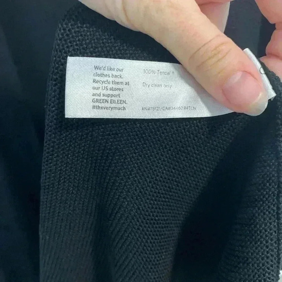 Eileen Fisher Open Front Long Duster Cardigan Black Large L Minimalist Lagenlook - Picture 5 of 5